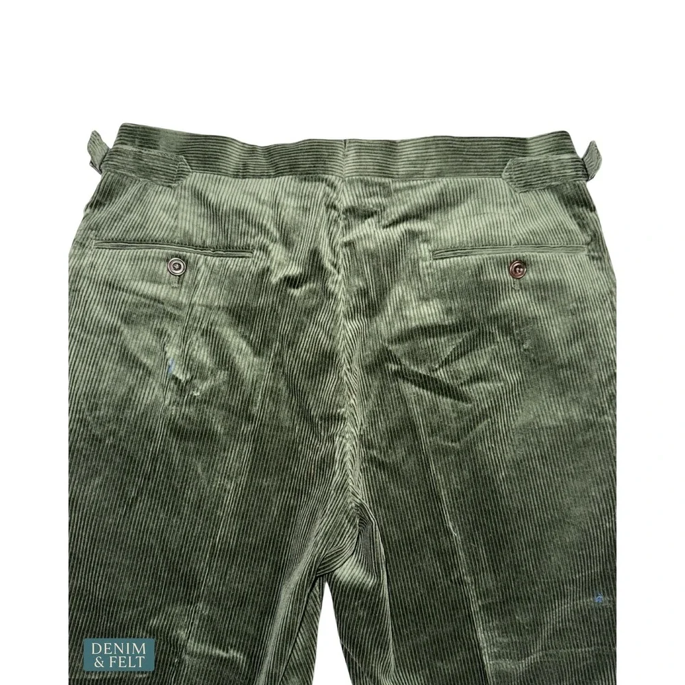 NEW Polo Ralph Lauren Olive Corduroy Pleated Straight Leg Pants‎ 32x33 Classic